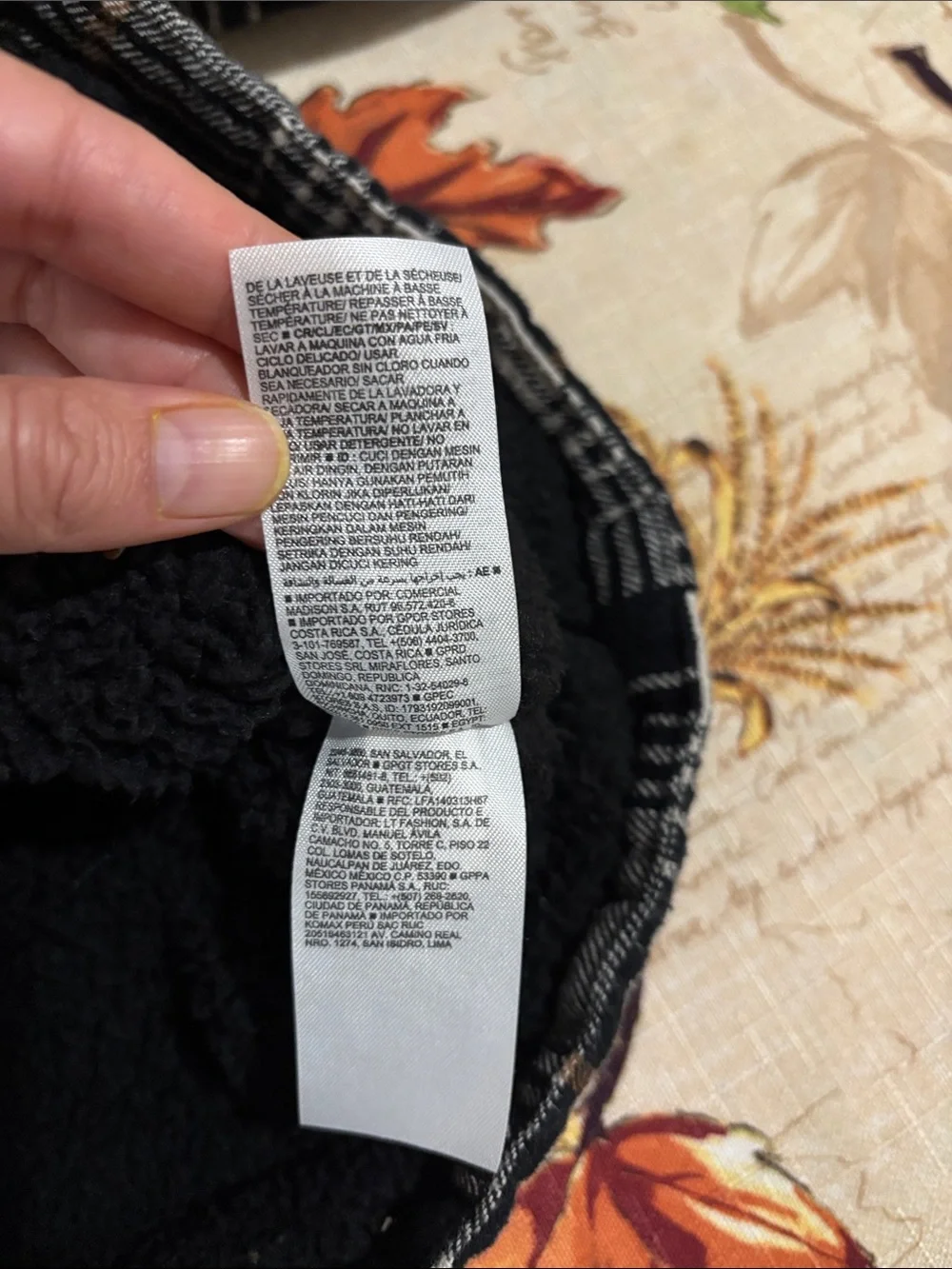 Old Navy Black Cream Plaid Button-Up Shacket with Brown Accent